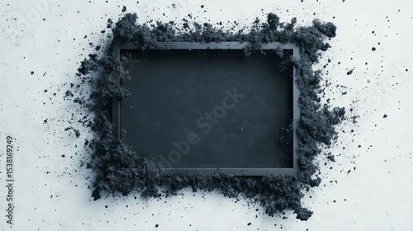 Fototapeta the image displays a rectangular object made of a dark material, centered on a l