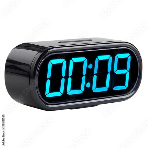 Fototapeta Digital alarm clock showing 0009 isolated on transparent background