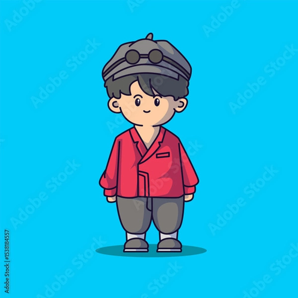 Fototapeta Cute boyband chibi characters with some fashionable clothes and vector art