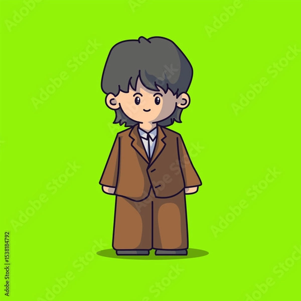 Fototapeta Cute boyband chibi characters with some fashionable clothes and vector art