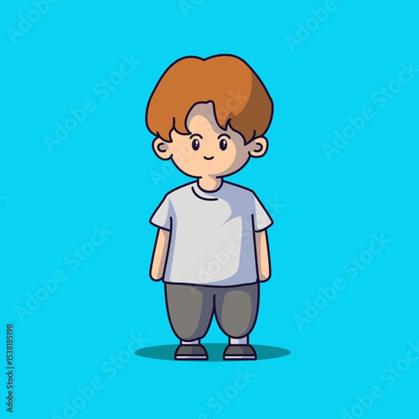 Fototapeta Cute boyband chibi characters with some fashionable clothes and vector art