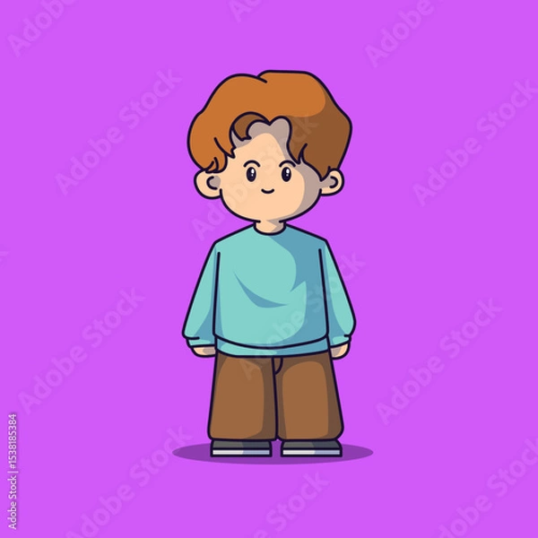 Fototapeta Cute boyband chibi characters with some fashionable clothes and vector art