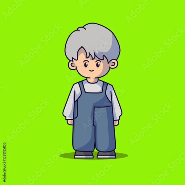 Fototapeta Cute boyband chibi characters with some fashionable clothes and vector art