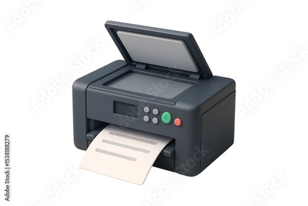 Obraz Multifunction printer icon with sleek design, showcasing document being printed
