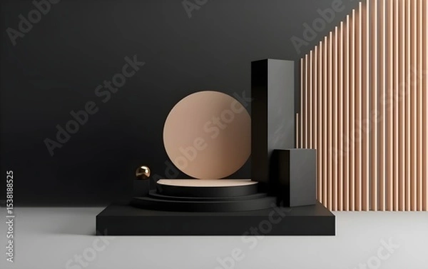 Fototapeta Abstract podium with sleek geometric design