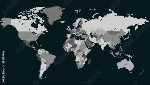 Obraz World map. Modern color vector map. Silhouette map