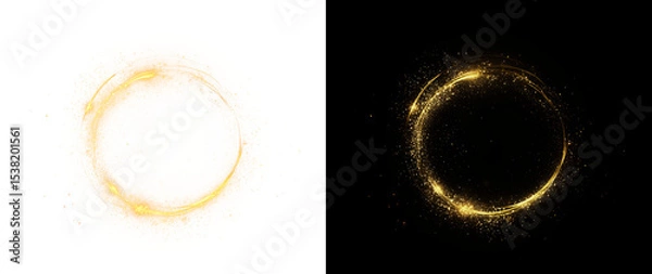 Fototapeta Brilliant golden neon sphere with electric spark and glow. A futuristic light effect PNG on a transparent background perfect for bold, high-impact vector designs.