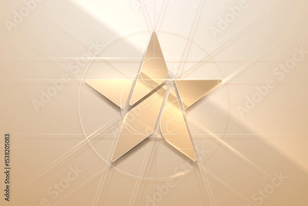 Fototapeta Soft gold star shape with lines background