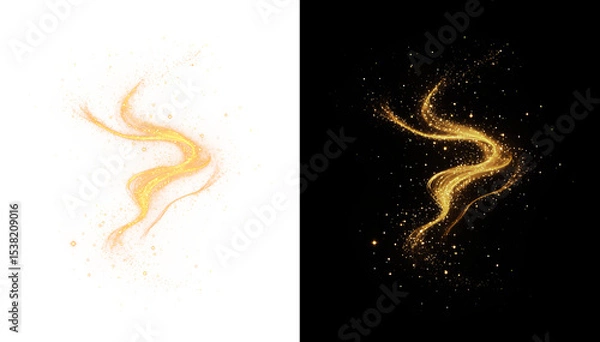 Fototapeta Curve, cycle, line, dynamic, and gold bring this flowing PNG to life. A shiny PNG Overlay with transparent swirl and energy perfect for magical, festive, or futuristic design themes.