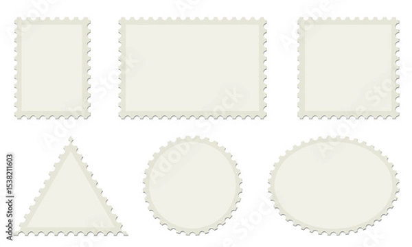 Fototapeta Set of blank postage stamps. Blank postage postmark. Empty mail delivery template.