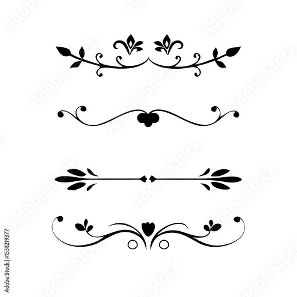 Fototapeta Set of Vintage decorative lines. text dividers. Line border. Lines separators, Borders, Vintage dividers, Underline elements. Vector illustration
