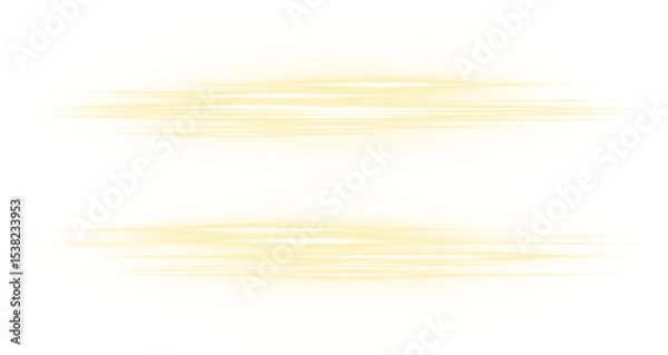 Fototapeta Line, light, gold, star, and yellow form this glowing PNG streak. A shiny PNG Overlay with transparent rays perfect for festive, abstract, or entertainment-themed visuals.