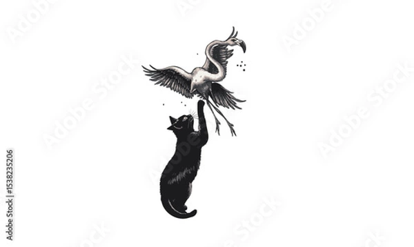 Obraz Cat Flamingo Fun Design