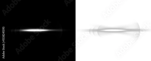 Obraz Neon Laser Beam with Spark and Flash Effect, Gold Line, Yellow Sun Glow, Shine Lens in World Background Zone