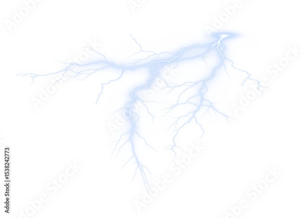 Fototapeta A thunder, overlay, lightning, storm, electric PNG. This thunder, lightning effect, creates a unique transparent PNG. Use it as an overlay for a dramatic weather scene.