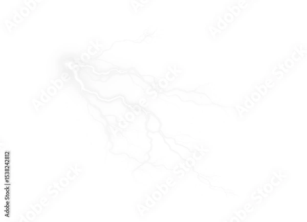 Fototapeta A lightning, light, storm, strike, electric PNG. This lightning, light effect, creates a unique transparent PNG. Use it as an overlay for a dramatic, powerful effect.