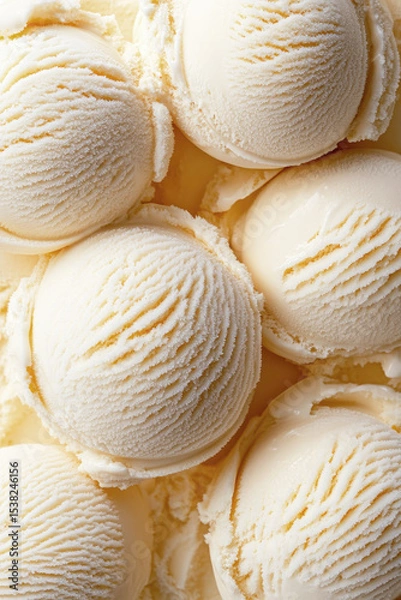 Fototapeta Close-up of creamy vanilla ice cream scoops with rich texture.