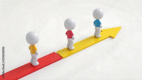Fototapeta 3D figure stands on colorful arrow