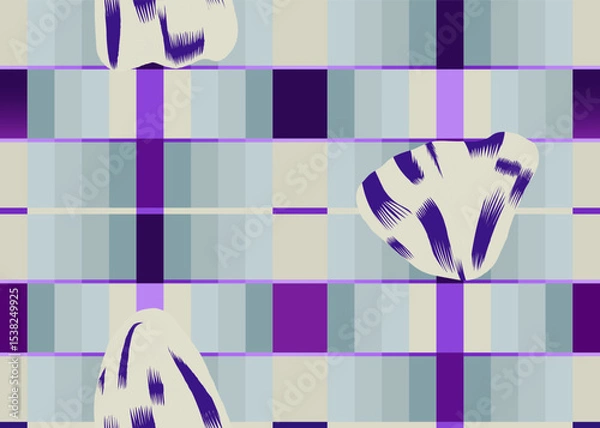 Obraz Abstract graphic floral checkered print. Unique botanical seamless pattern. 