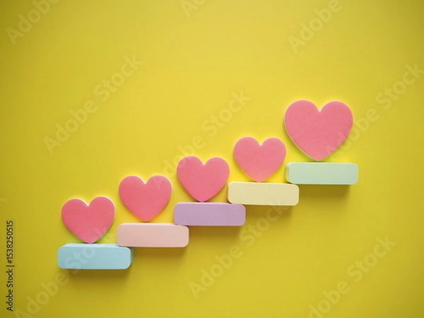 Obraz ステップにピンクのハート　かわいい