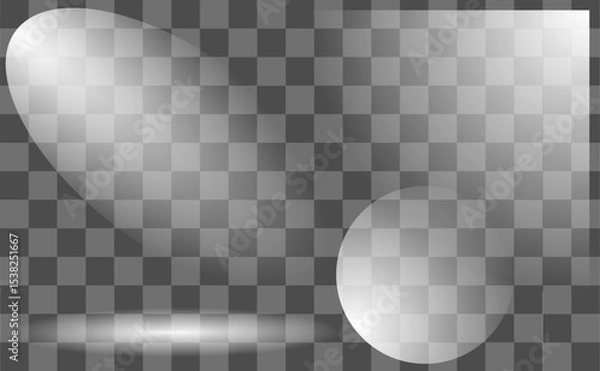 Fototapeta This vector illustration showcases a modern design featuring soft shadows and light reflections on a transparent grid background, suitable for various artistic applications