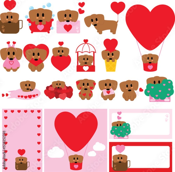 Obraz Cute Dachshund Valentines Day Fun