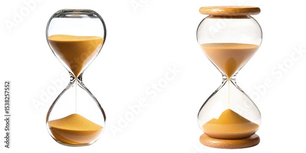Obraz two hourglasses isolated on white background, time concept.