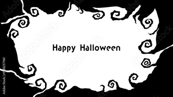 Fototapeta シンプルな枯れ木のシルエット_フレーム背景イラスト素材