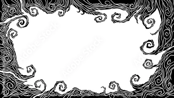 Fototapeta 不気味な枯れ木の線画_フレーム背景イラスト素材