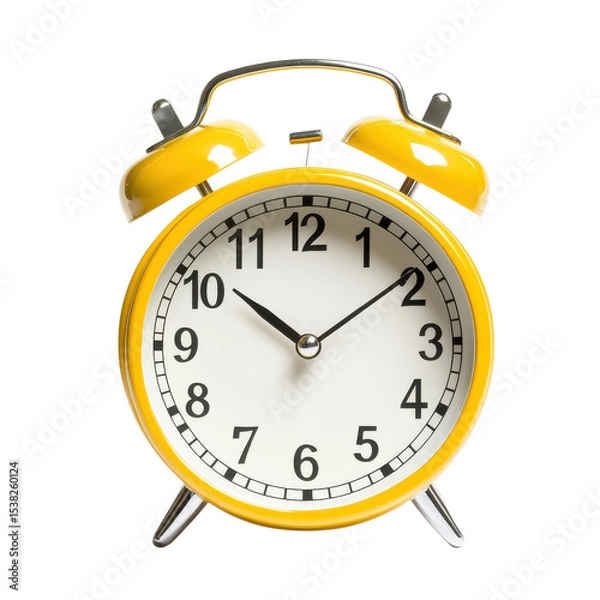 Fototapeta A yellow alarm clock face on transparent background