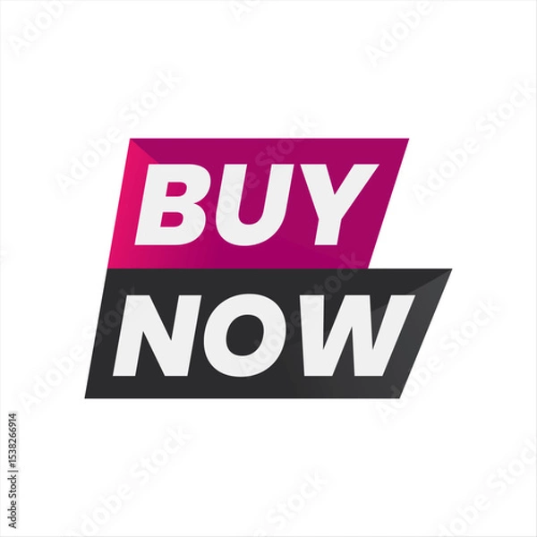 Fototapeta Modern Vector Banner with Buy Now Text and Colorful Geometric Elements. Black and Pink Editable Banner.