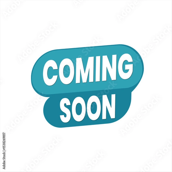 Fototapeta White Background Coming Soon Vector with Bold Typography and Geometric Design Elements. Editable Banner.