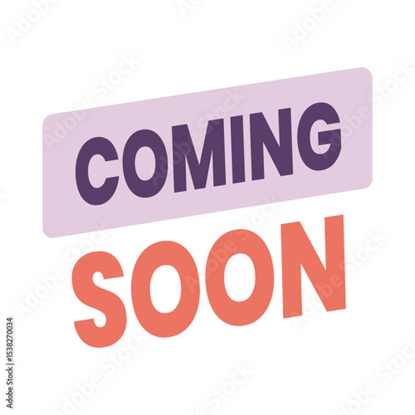 Fototapeta Modern Coming Soon Banner Design with Ribbons Over a Simple White Background. Editable Banner.
