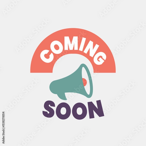 Fototapeta Modern Coming Soon Banner Design with Ribbons Over a Simple White Background. Editable Banner.