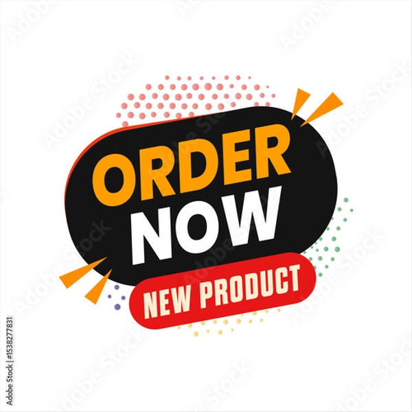 Fototapeta Creative Order Now Banner with Abstract Shapes and Geometric Patterns. Red and Black Editable Banner.