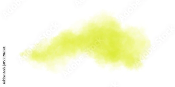 Obraz Yellow green watercolor cloud shape on white background for abstract design and creative art projects