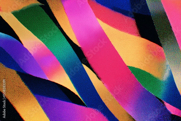 Fototapeta risograph criss cross graphic striped background rainbow texture colourful print