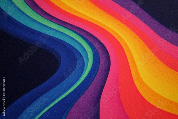Fototapeta risograph graphic striped background rainbow texture colourful print like layered paper