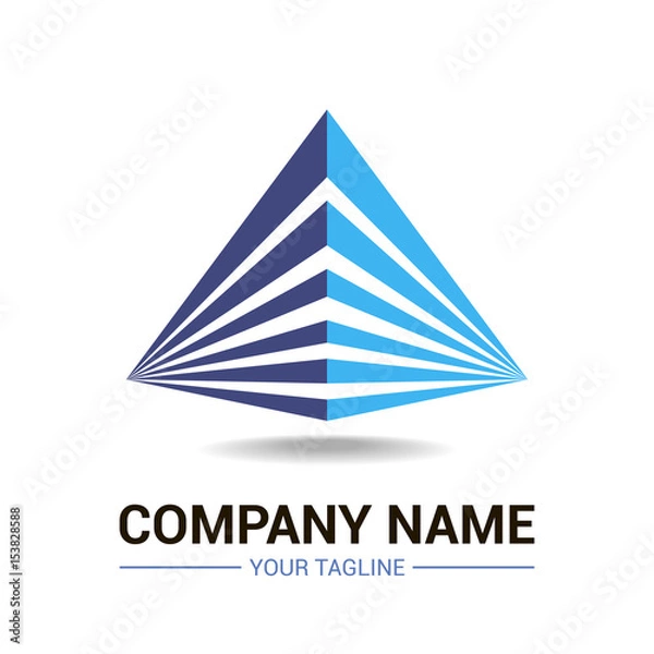 Fototapeta Vector logo template, depicting two blue triangles joined together, eps 10.