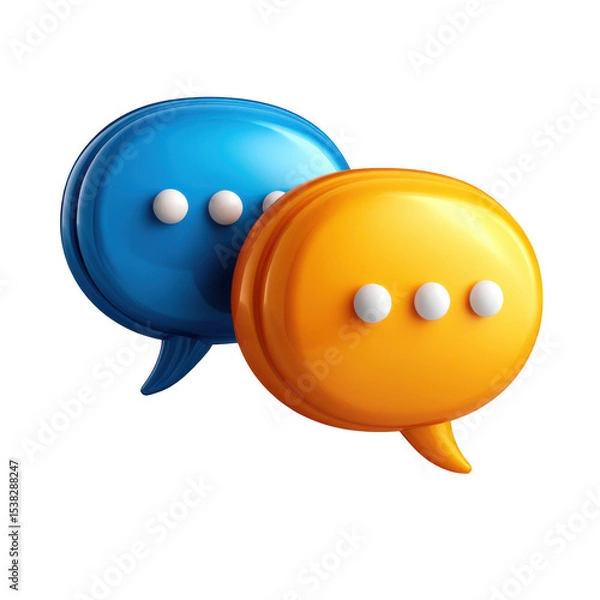 Obraz 3d realistic glossy chat bubbles isolated on transparent background