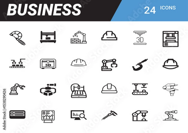 Fototapeta Business Icons: Set of various business icons for industry or technology.