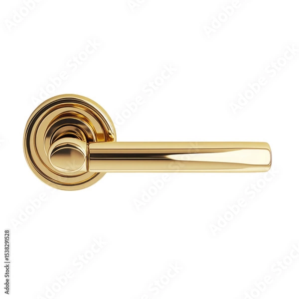 Obraz Elegant Golden Door Handle with Curved Design isolated on transparent white background, clipping path