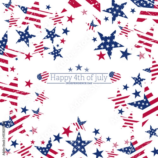 Fototapeta Abstract 3d usa flag frame, american flag, independence day text vector illustration. Usa freedom flag to use for 4th july independence day, memorial day projects. 