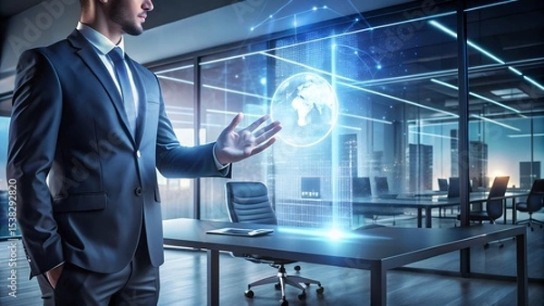 Fototapeta Global Business Network Connecting Worldwide Through Digital Innovation