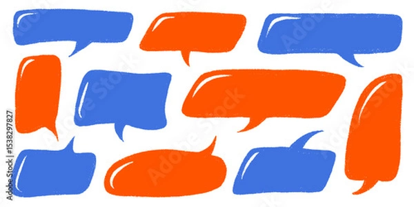 Fototapeta Crayon Speech Bubble Frame. Vector Chalk Talk Balloon. Colorful Dialog Chat Illustrations