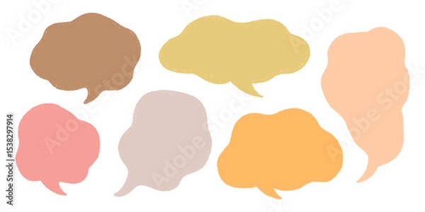Fototapeta Crayon Speech Bubble Frame. Vector Chalk Talk Balloon. Colorful Dialog Chat Illustrations