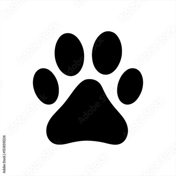 Fototapeta Dog or cat paw print flat icon for animal apps and websites