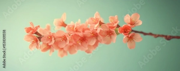 Fototapeta Delicate peach blossoms herald the arrival of spring s gentle embrace against a serene pastel