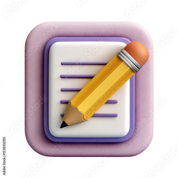 Obraz 3d realistic pencil and notepad app icon isolated on transparent background
