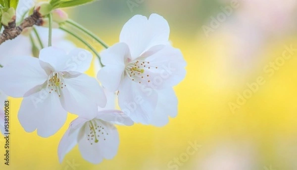 Fototapeta Delicate cherry blossoms herald spring s arrival a promise of warmth and renewal on soft bright
